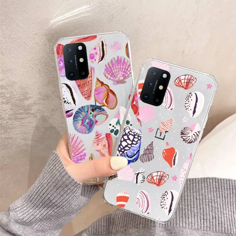 

Colorful Flower Leaves Fashion Phone Case Transparent for OnePlus 7 9 8 t pro design shell cover