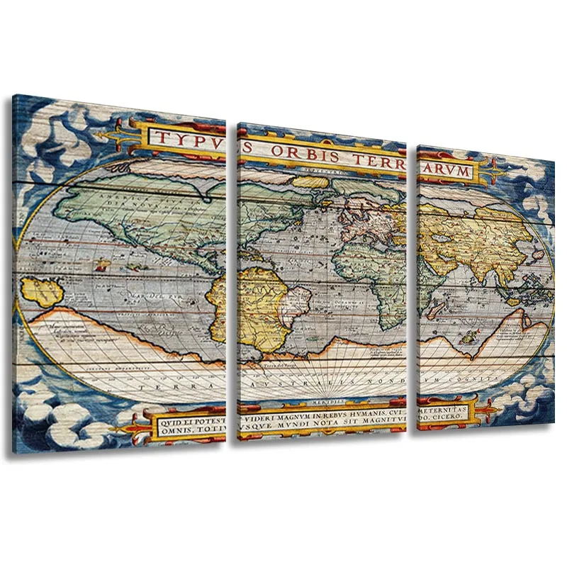 

Simple Generou Modern The World Map Classic Edition Retro Posters Art Painting Canvas Paper Prints School Office Room Decor Wall