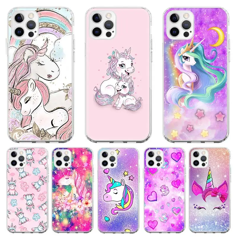Cute Baby Unicorn Rainbows Soft Silicone Phone Case For Apple iPhone 14 11 12 Mini 13 Pro XR X XS Max 7 8 6 6S Plus + 5 SE 2020