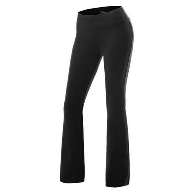

Fashion Women Loose Flare Pants Solid Stretch Waistband Workout Trousers Mid Waist Stretch Casual Slim Female Pants
