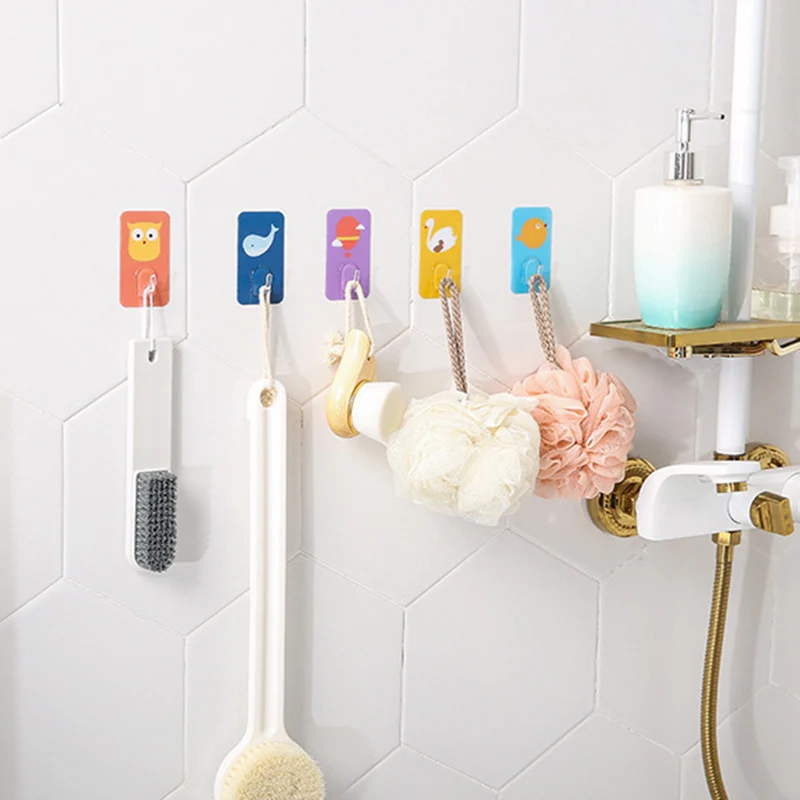 

Hot Cartoon Wall-mounted Hook Strong Home Self-adhesive Water-proof Stick Hook Traceless No Hole for Bathroom Toilet FQ-ing