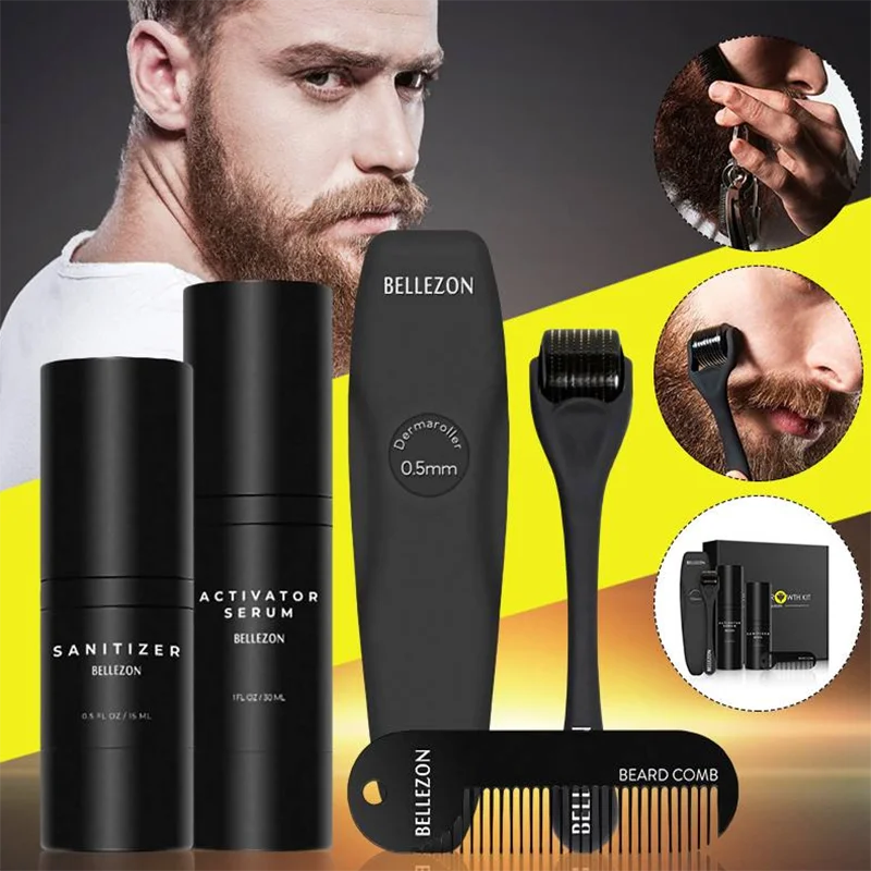 4 шт./компл. бороды набор для роста Усилитель волос утолщенное масло питательная