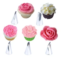 5pcs stainless steel rose silk flowers tool set for cookies cake tools kitchen eco friendly flower petal tips ice cream supplies