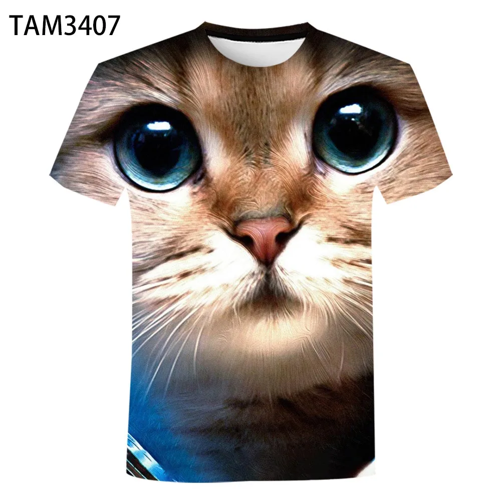 Новинка 2021 повседневная недорогая Милая футболка с забавным котом 3D летний