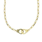 Модные ювелирные изделия из золотого вермила, цепочка из стерлингового серебра 925 пробы с открытым звеньем, ожерелье с подвеской-наручником