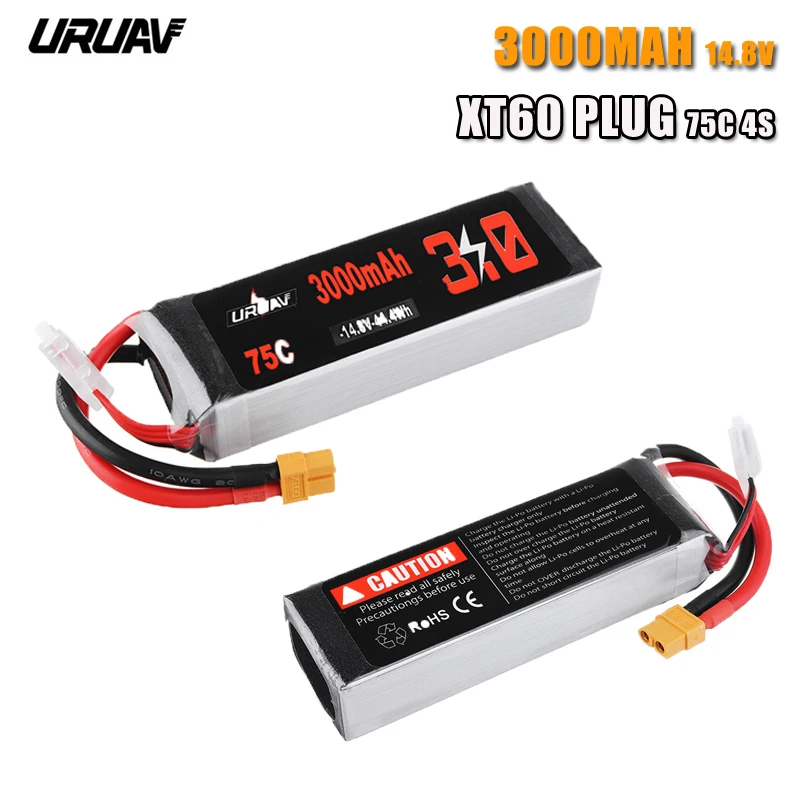 Высокое качество URUAV 14,8 V 3000mAh 75C 4S Lipo батарея XT60 Разъем для RC гоночного дрона квадрокоптера запасные части Аксессуары
