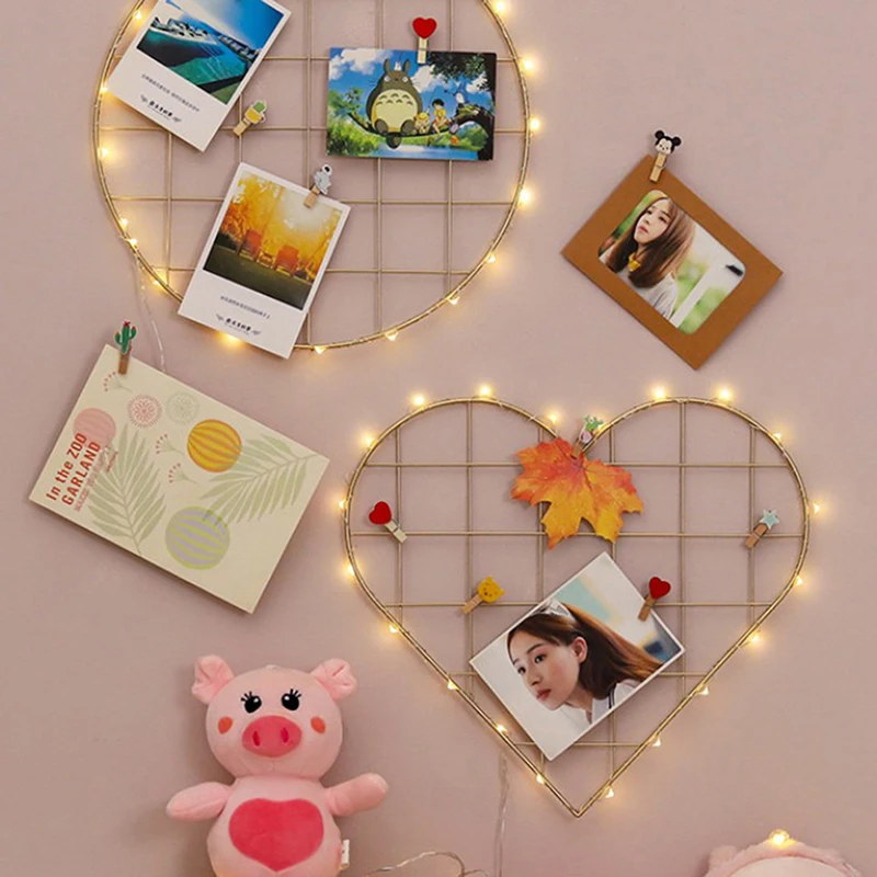 

Настенные декоративные железные настенные фото сетка Панель Стойки Зажим окрашенный фотоснимка подвесной каркас органайзер для фотографи...