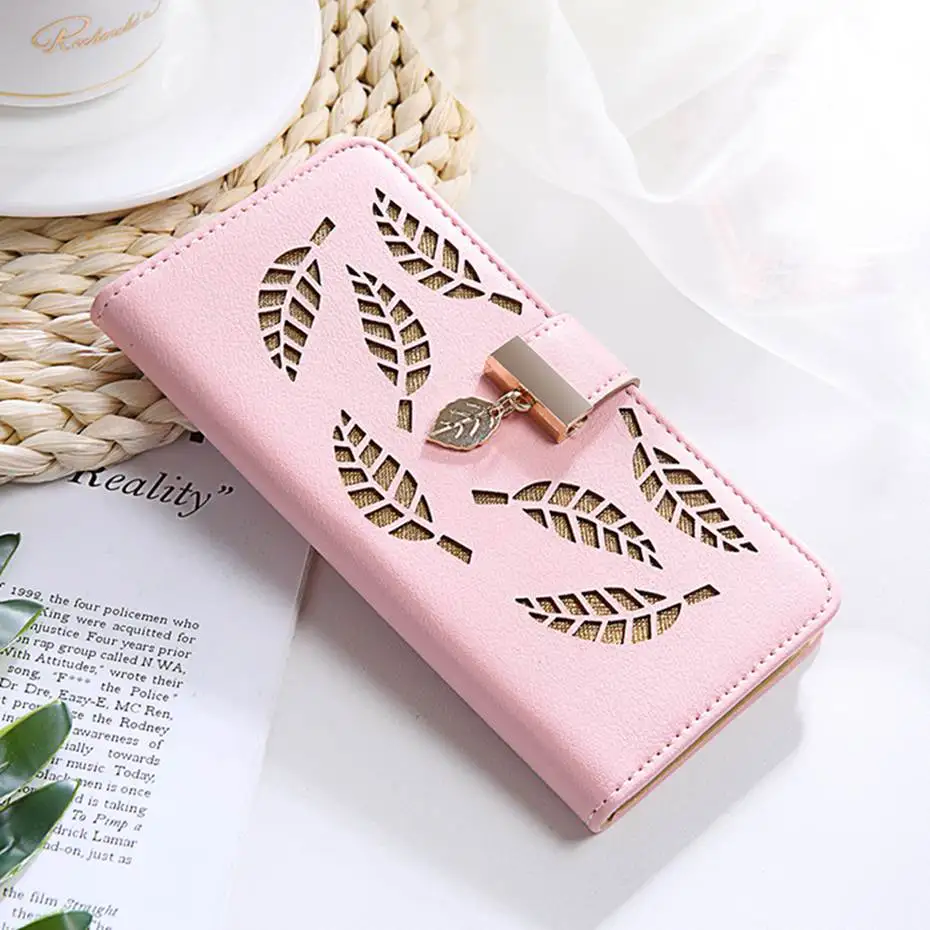 Hollow Leaf Pattern Leather Flip Case For Huawei P30 P20 Mate 30 20 Pro Lite P Smart Plus Y5 Y6 Y7 2019 2018 Honor 8X Phone | Мобильные
