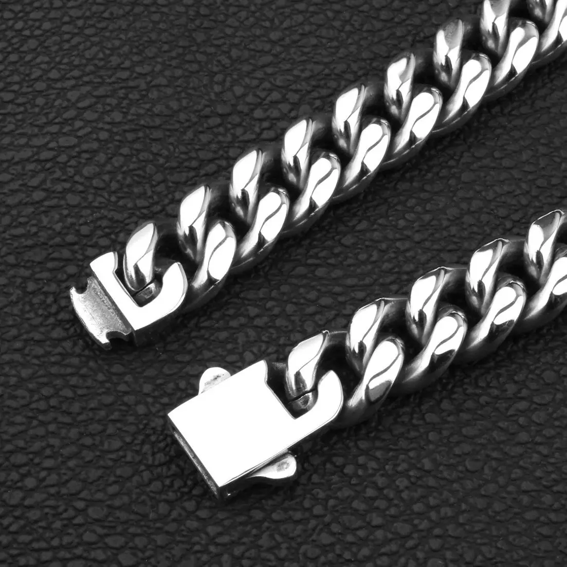

Top Design 12MM Stainless Steel Silver Polished Miami Cuban Chain Link Jewelry Fashion Clasp Men's Necklace Or Bracelet Bangle