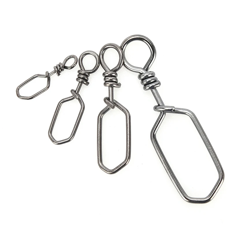 

50pcs/Lot Tackle Fishhooks Fishing Square Snap Fishing Connector Stainless Steel Accessories Size 0 2 4 6