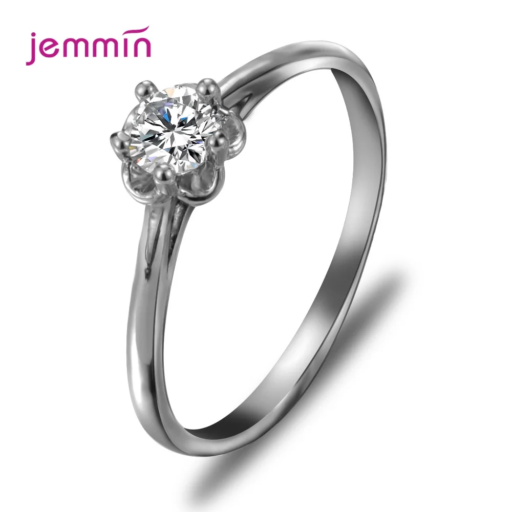 

Женское кольцо обещания из серебра 925 пробы с кристаллами