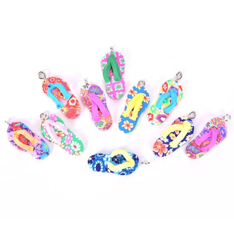 10 шт. разноцветные Модные Новые Симпатичные Шлепанцы из полимерной глины шармы