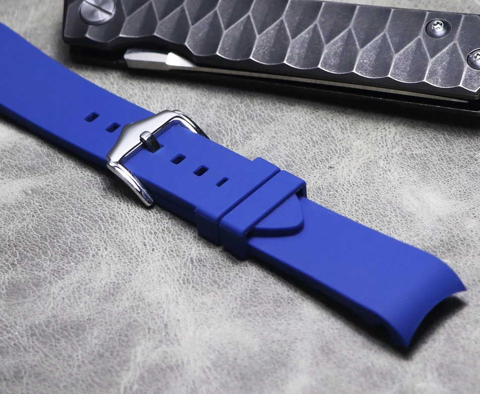 

Blue Black White 18 20 22mm Rubber Strap Waterproof Diving Curved End Silicone Watch Bands for Omega Seiko Universal Watchbands