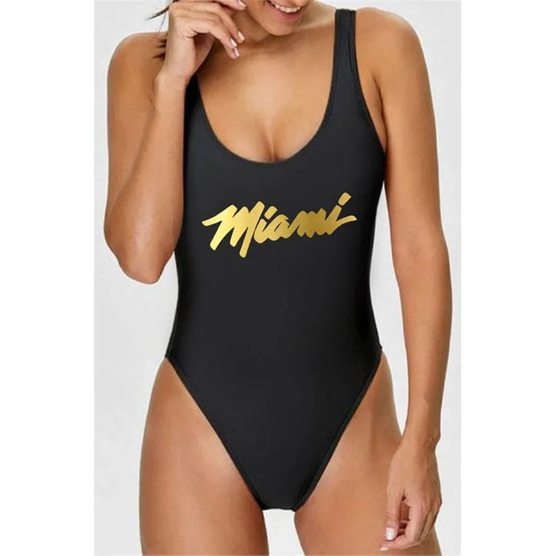 Женский купальник с золотым буквенным принтом женский сексуальный высокими