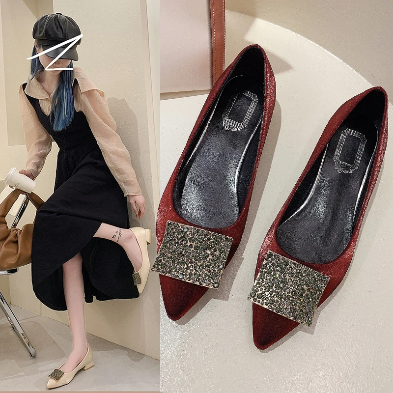 

Korean Shoes Shallow Mouth Soft Pointed Toe Low Heels Female Footwear Casual Sneaker 2021 Wedding Comfortable Dress Nurse New