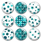 Ручной работы голубой-синий Треугольники точка с принтами в виде звезд; Круглый Фото Стекло кабошоны демо с плоской задней частью 