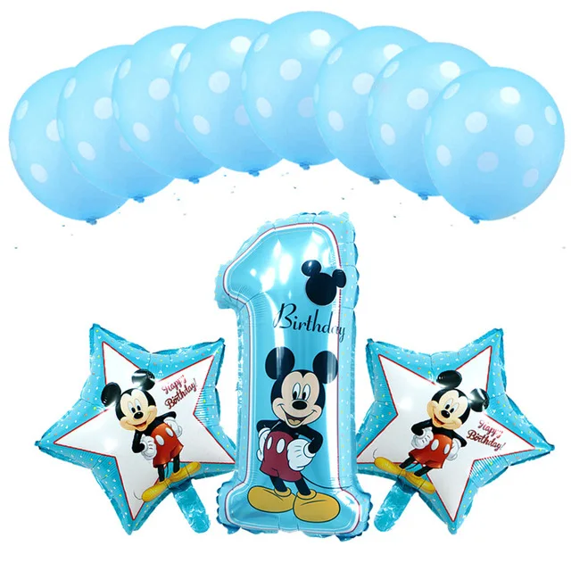 11pcs blue balloon 112 см Микки Минни Маус мультяшный воздушный шар из фольги на день рождения шар на день рождения украшения для вечеринки Подарки для детей - Цвет: 11pcs blue balloon