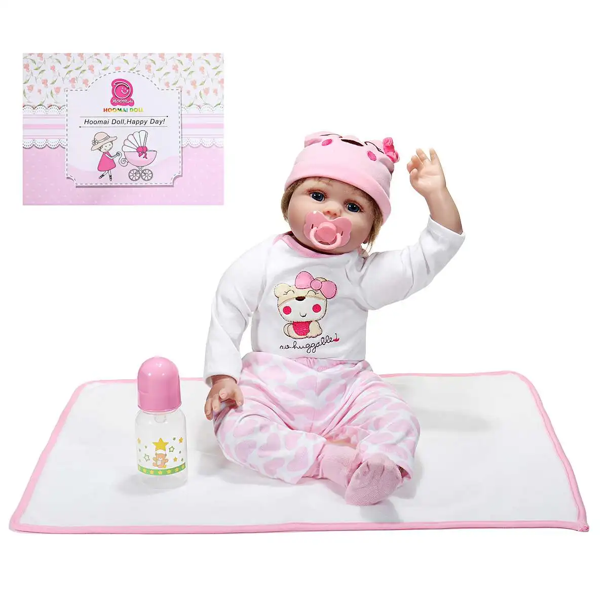 

NEW 55CM Lifelike Reborn Doll Girl Newborn Toy Girls Birthday Gifts Cute Baby Dolls Silicone Vinyl Pink Outfit with Clothes