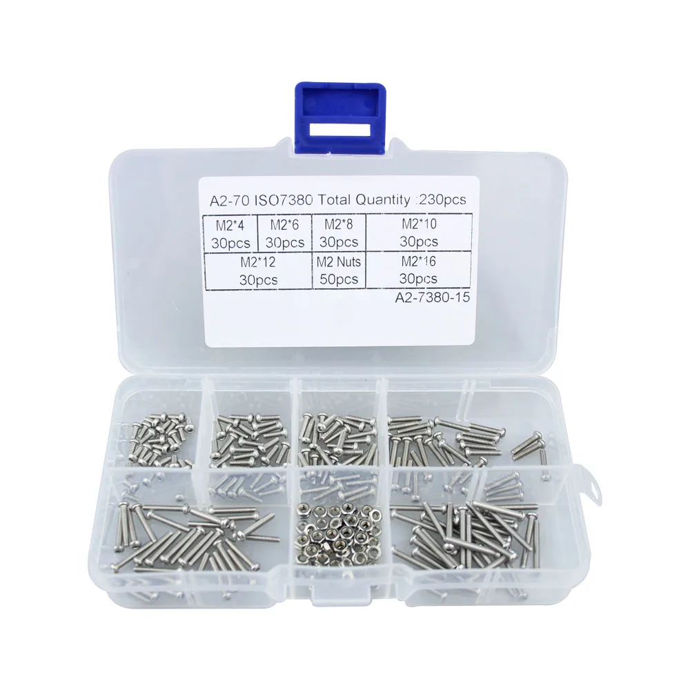 

New 230 Pcs/Set M2 Cross Flat Head Self Tapping Screw Assortment Kit Wood Thread Nail Screw Set DIY Countersunk Head Small Screw
