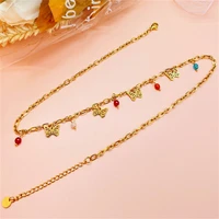 new trend ladies color bead butterfly necklace retro stainless steel necklace jewelry gift clavicle chain jewelry party