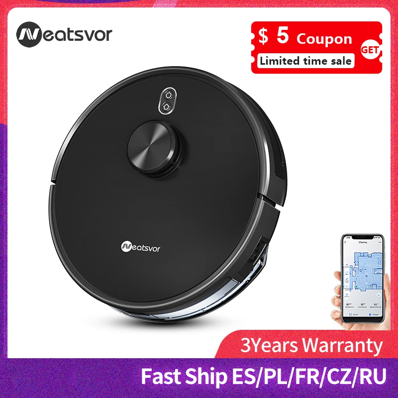 

NEATSVOR X600 4000pa Laser Navigation Robot Vacuum Cleaner ,APP Virtual Wall,Breakpoint Cleaning,Draw Cleaning Area,Mopping Wash