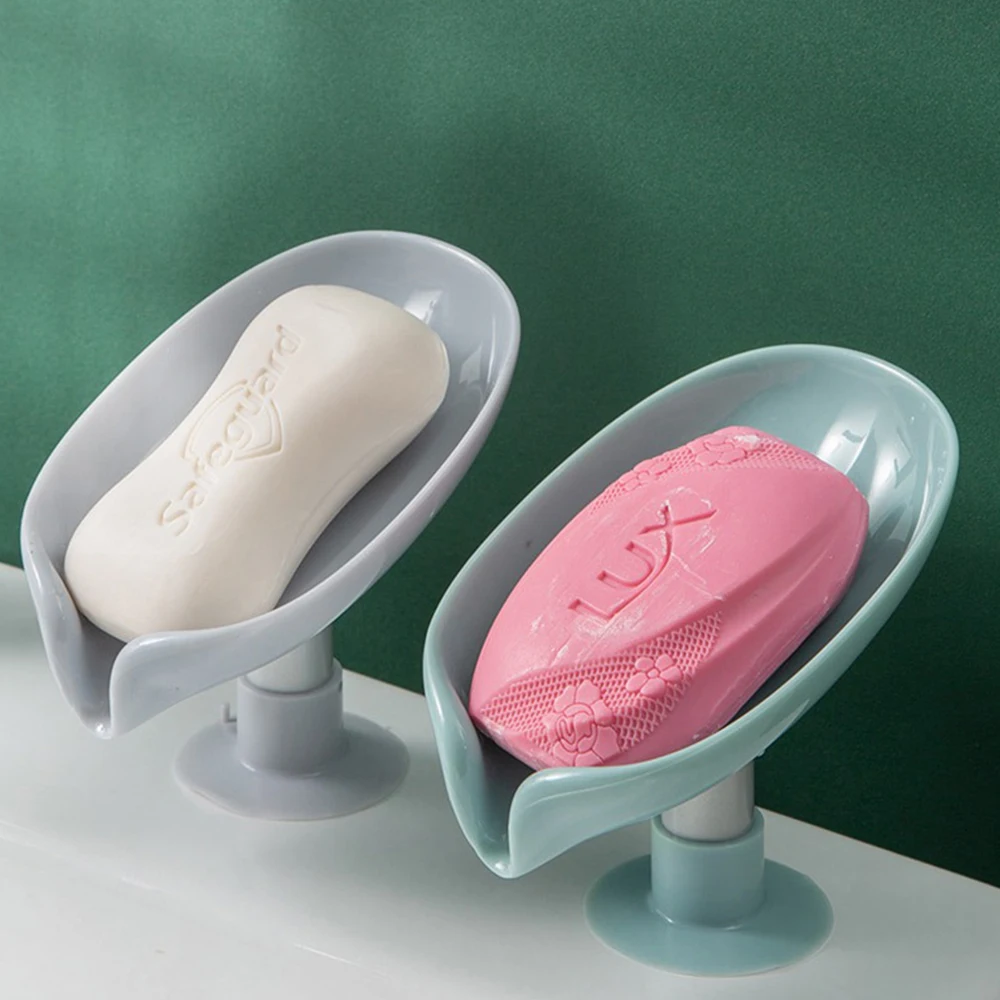 

Leaf Shaped Soap Holder Shower Soap Shelf Bath Soap Box Vertical Suction Cup Laundry Soap Dish Storage Tray Bathroom Supplies