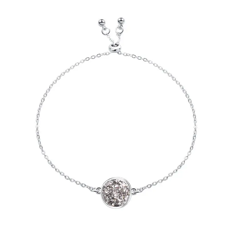 10 Модный Регулируемый Круглый круглый полимерный Druzy браслет Drusy из искусственной смолы Druse камень Золотая Серебряная цепочка ювелирное изделие для женщин подарок - Окраска металла: 10