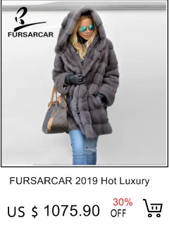 FURSARCAR свободный серый свитер с большой натуральная черно-бурая лиса мех осень зима мода пальто натуральный мех длинный кардиган