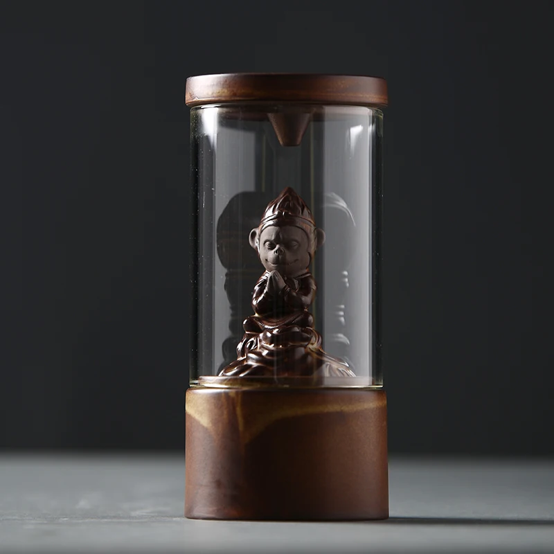 Новый стиль Backflow керамическая курильница Будда стеклянная крышка Крытый