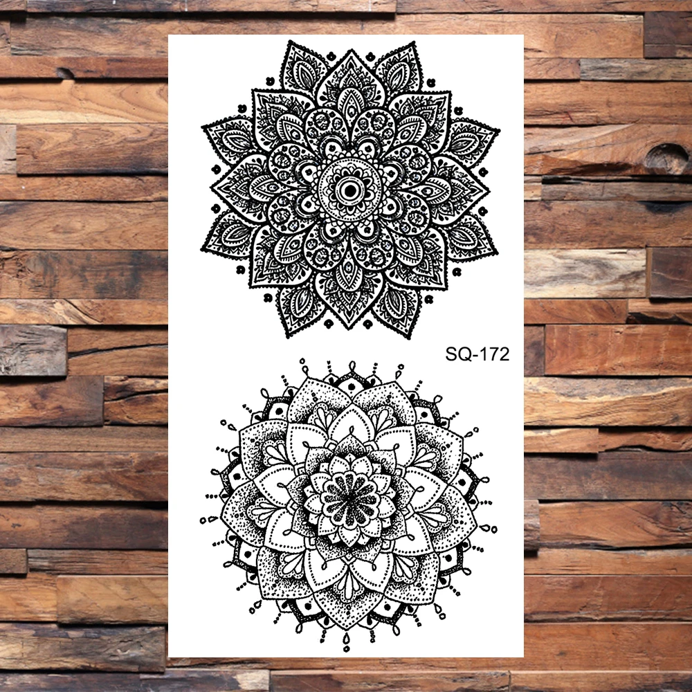 Временные татуировки черные Сплетницы для женщин и мужчин Реалистичная мандала