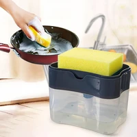 2 in 1 soap pump dispenser with sponge holder liquid dispenser container hand press soap organizer kitchen cleaner tools