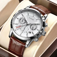 2021 new mens watches lige top brand leather chronograph waterproof sport automatic date quartz watch for men relogio masculino