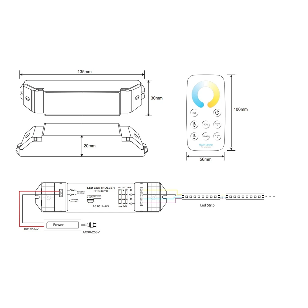 Bincolor T5 + R3 маленький радиочастотный беспроводной пульт дистанционного