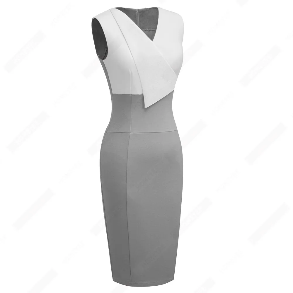 Женское платье футляр с V образным вырезом без рукавов|Женские платья| |