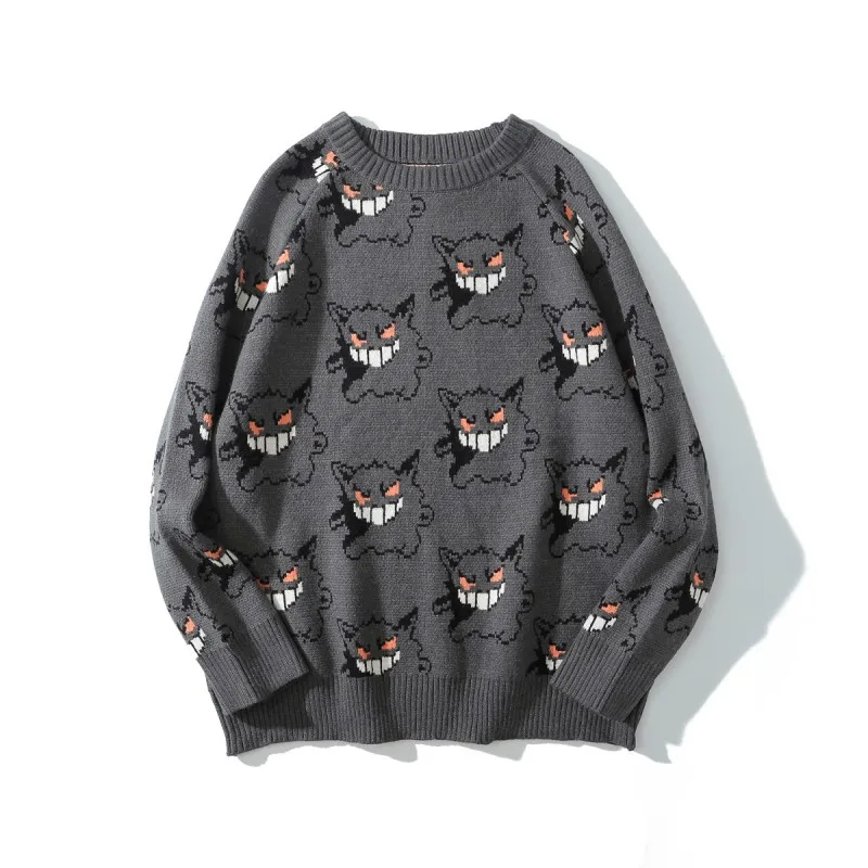 

Men's sweater Geng ghost cartoon jacquard sweater ins street fashion brand sweater BF Harajuku fashion loose Couple Dress