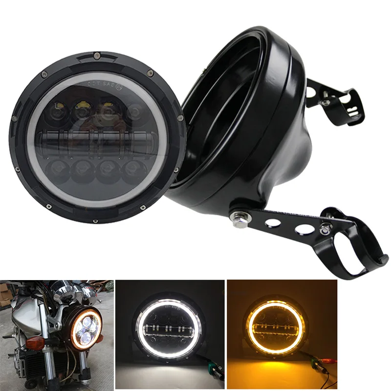 

7'' Headlamp halo ring 7inch led headlight buckets 7 inch fixed bracket for Yamaha Honda Suzuki motorcycle headlight housing