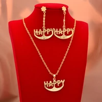 dubai gold color letter jewelry sets for women african party wedding necklace pendant earrings jewellery set engagement gifts