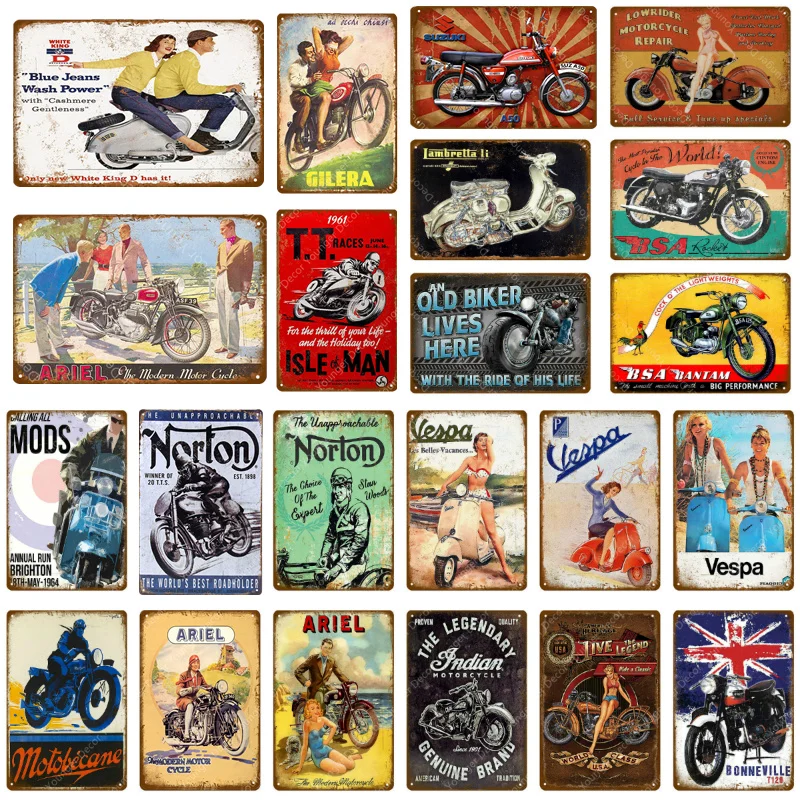 Классический Ариэль мотоциклы из металла наклейки в ретро стиле Vespa