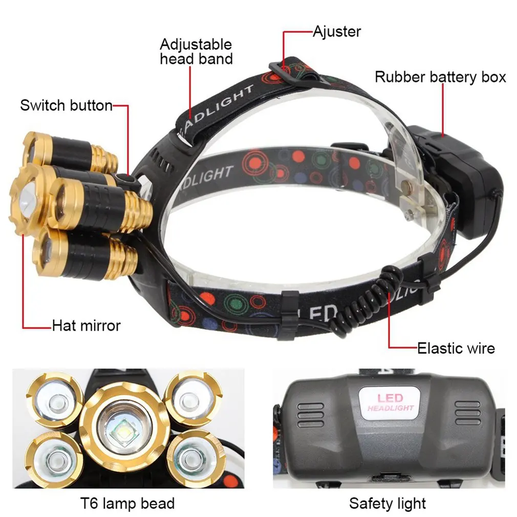 New Rechargeable XML T6 5 LED MTB Headlight Front Bicycle Bike Light Bright | Спорт и развлечения