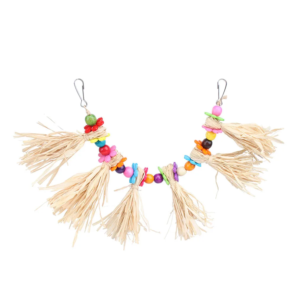 

Birds Parrots Straw Chewing Toy Swing Type for Bird Cage