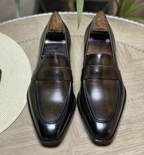 

New Arrivals Fashion Men's Dress Pu Leather Slip-on Pointed Toe Design Vintage British Style Derby Shoes Zapatos De Hombre AQ263