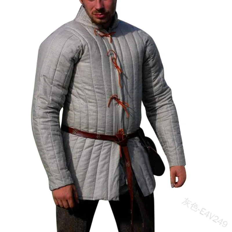 Средневековый стеганый плотный кардиган Viking теплая зимняя куртка в стиле ретро