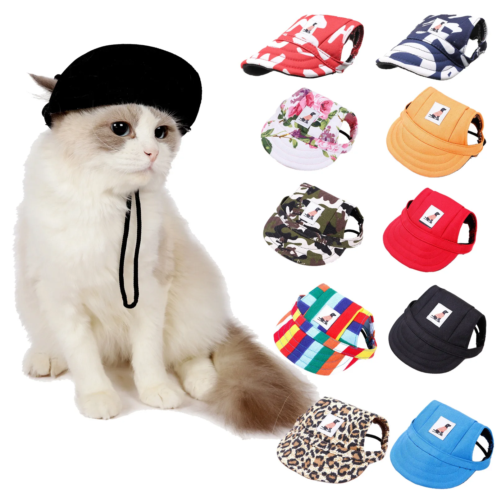 

Fashion Pet Dog Hat Dog Outdoor Baseball Cap For Small Medium Dog Cat Visor Cap With Ear Holes Sun Bonnet Cap Corgi Pet Products
