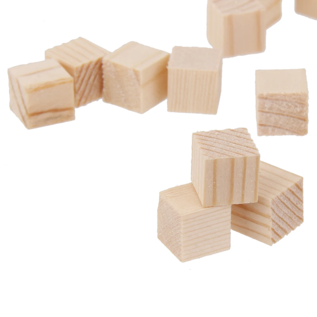 

50 Pieces Wooden Cube 10mm Wood Block For Kids Education Toy Craft DIY Scrapbooking
