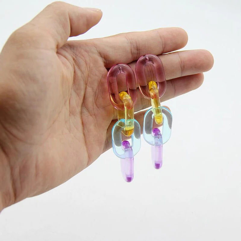 

1pair Fashion Clear Acrylic Chain Long Earrings For Women Resin Geometric Chain Drop Earrings Boho Party Jewelry