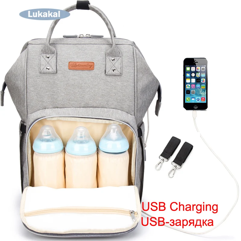 

New USB Phone Charging Mummy Baby Bag USB Backpack For Baby Care WaterProof Baby Diaper Bag Mummy Maternity Nappy Bag Luiertas