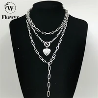 fkewyy gothic necklaces for women luxury jewelry designer fashion accessories heart necklace chain hip hop jewellery charm women