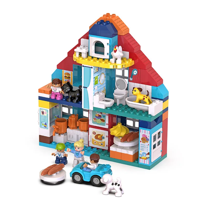

158Pcs Family series Large Size Villa Big Building Blocks Set Kids Compatible with Diy Bricks Model gril Toys Gift for Children
