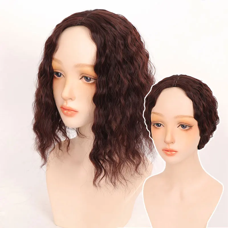 

Synthetic hair Wig Female Hair Closure Corn hot Women High Temperature Natural Colors short curly Clip in Hair Extension MUMUPI