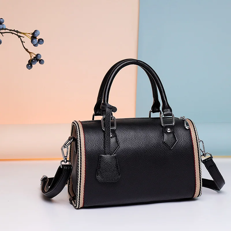 

Genuine Leather 2021new Fashion Ladies All-match One-shoulder Diagonal Solid Color Large-capacity Handbag Famous Luxury Designer